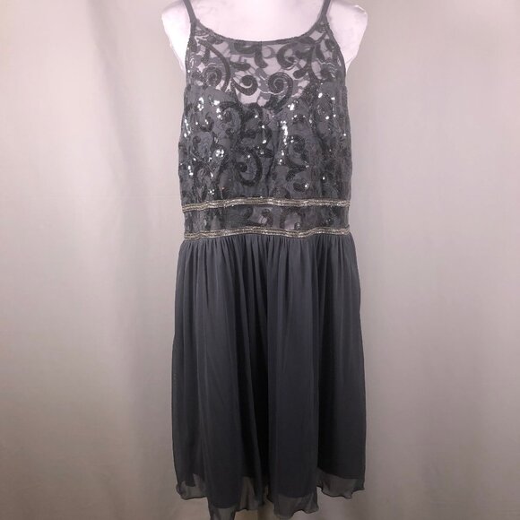 BCX Charcoal Sequin Overlay Party Dress – Size 16W – New w/ Tags - Picture 7 of 16